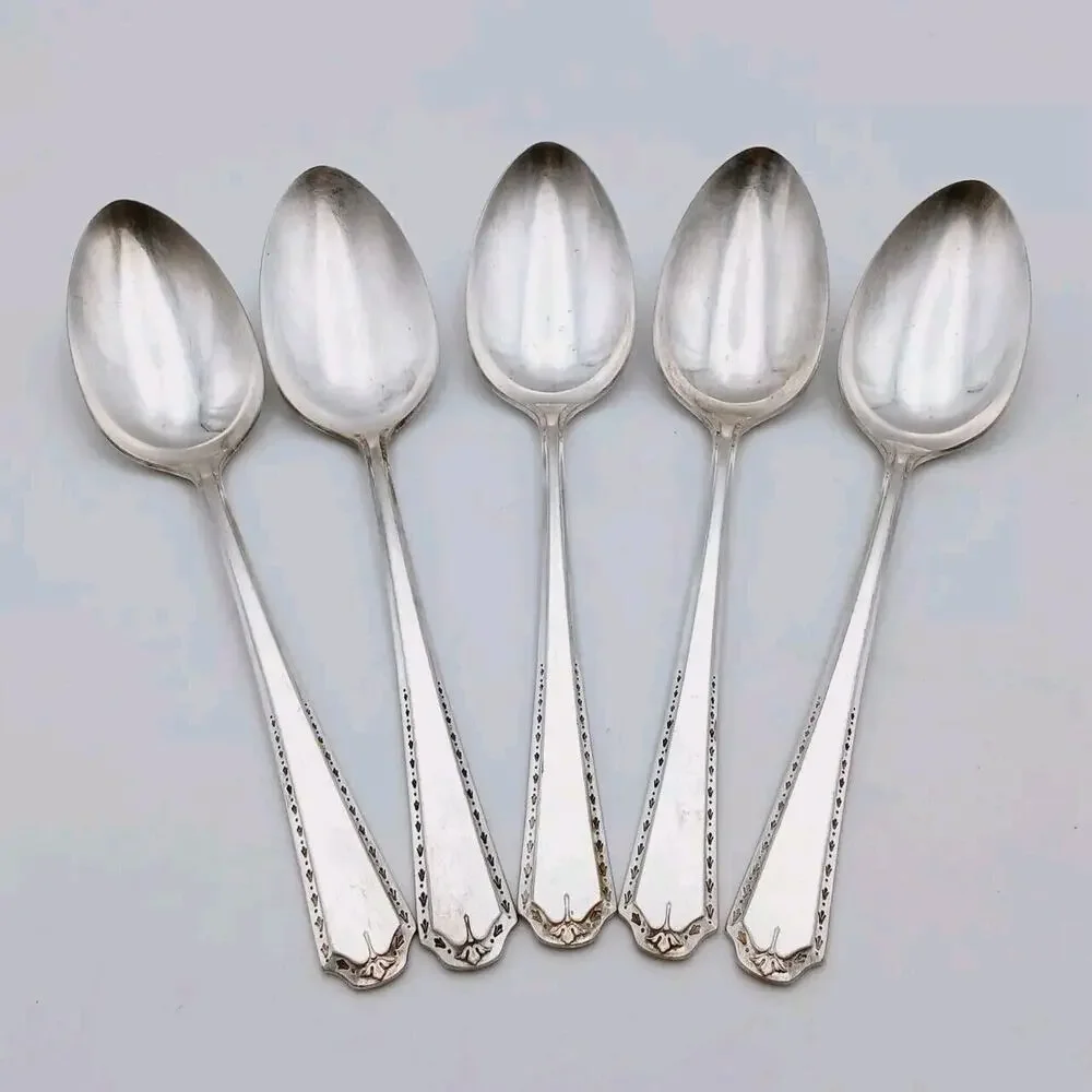 Tudor Plate Oneida Community Algonquin Set of 5 Servings Spoon Vtg